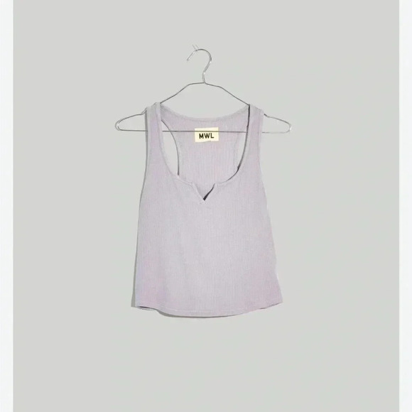 Women's Madewell MWL Rib Split Neck Crop Tank Top Lilac Purple Size XXL - Picture 2 of 6